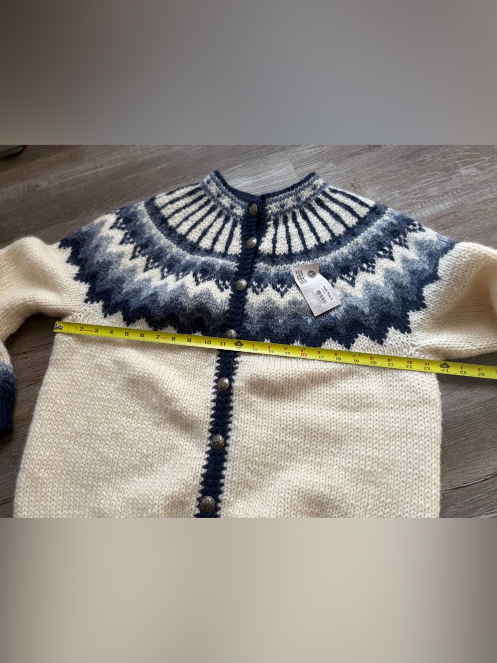 The Hand Knitting Assoc of Iceland Style Pure Wool Cardigan Sweater Navy Blue XL - Picture 13 of 15